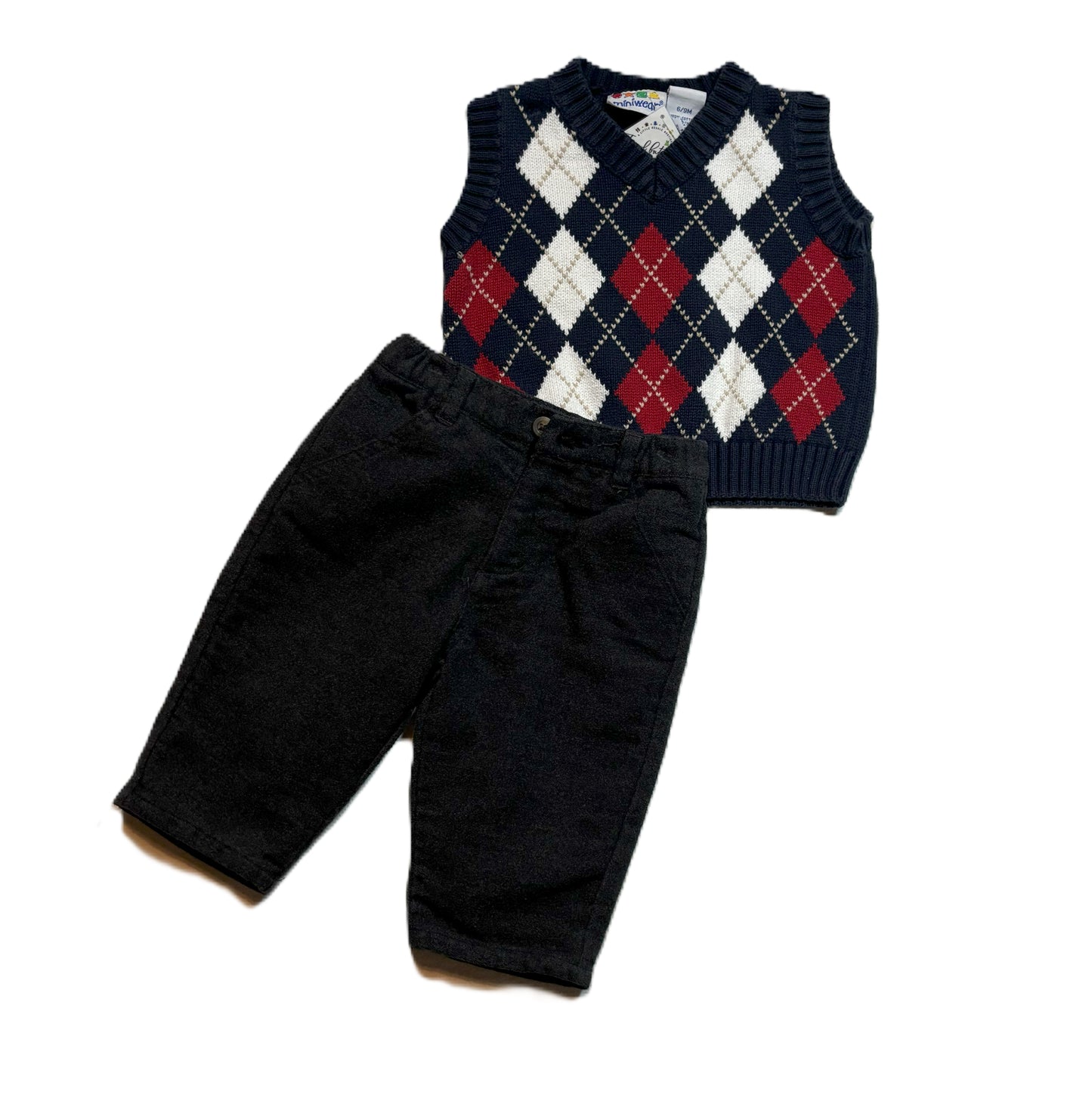 6-9 Boys Miniwear Argyle Sweater Vest, Childrens Place Flannel Pants