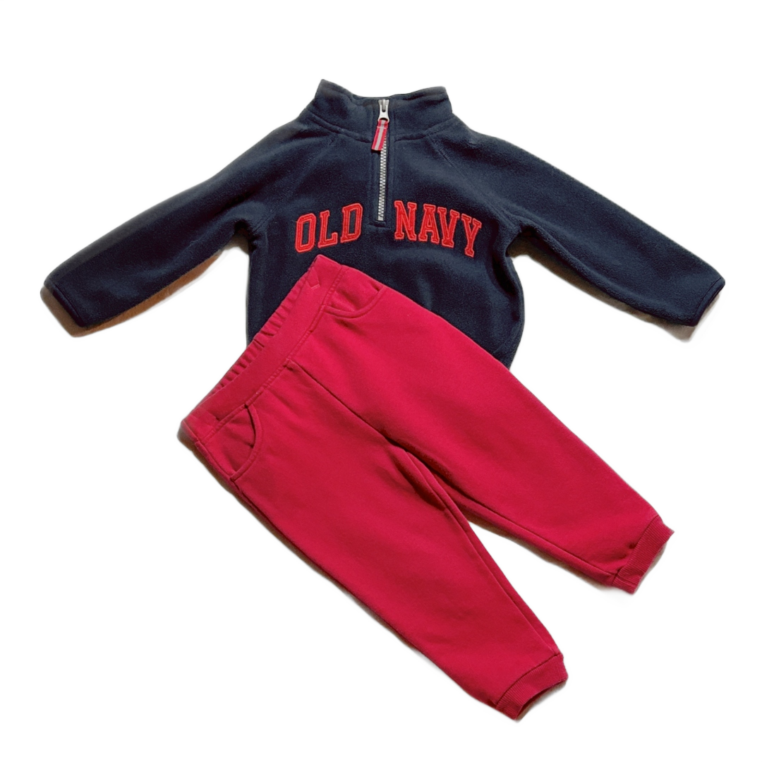 18-24 Boys Old Navy Blue Sweatshirt, Red Tommy Hilfiger Sweatpants