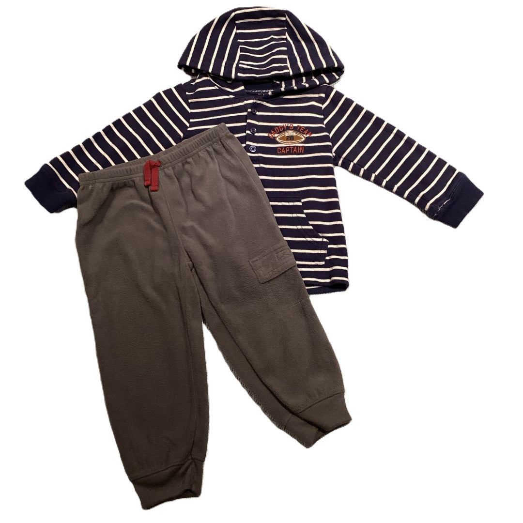 12-18 Boys Carter's Navy/White Stripe Daddy's Team Captain Hoodie, Child Of Mine Sweatpants