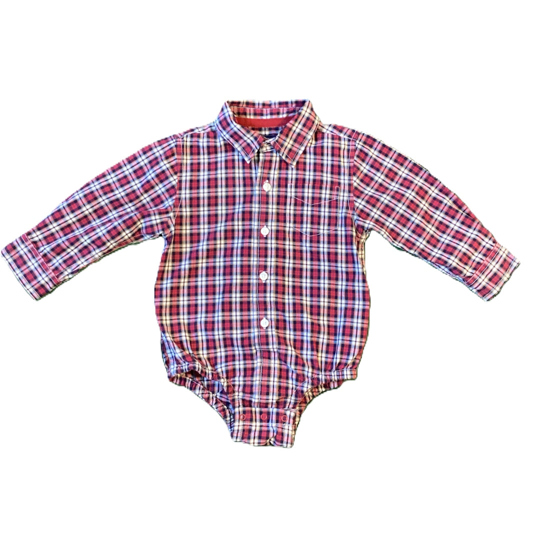 12-18 Boys Baby Gap Black/Red/White Button Down Onesie