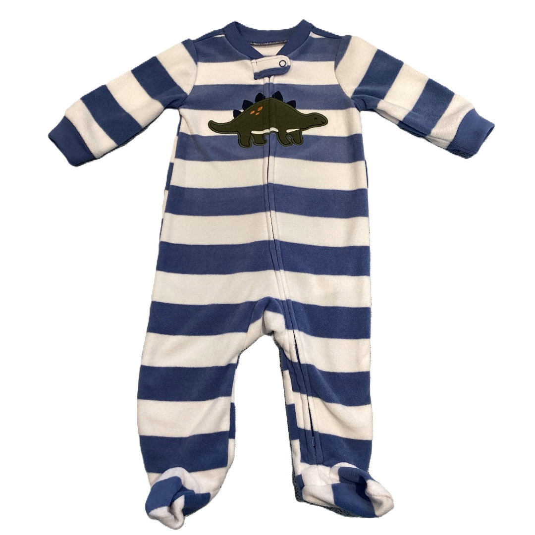 3-6 Boys Carter's Blue Stripe w/Dino Fleece Sleeper