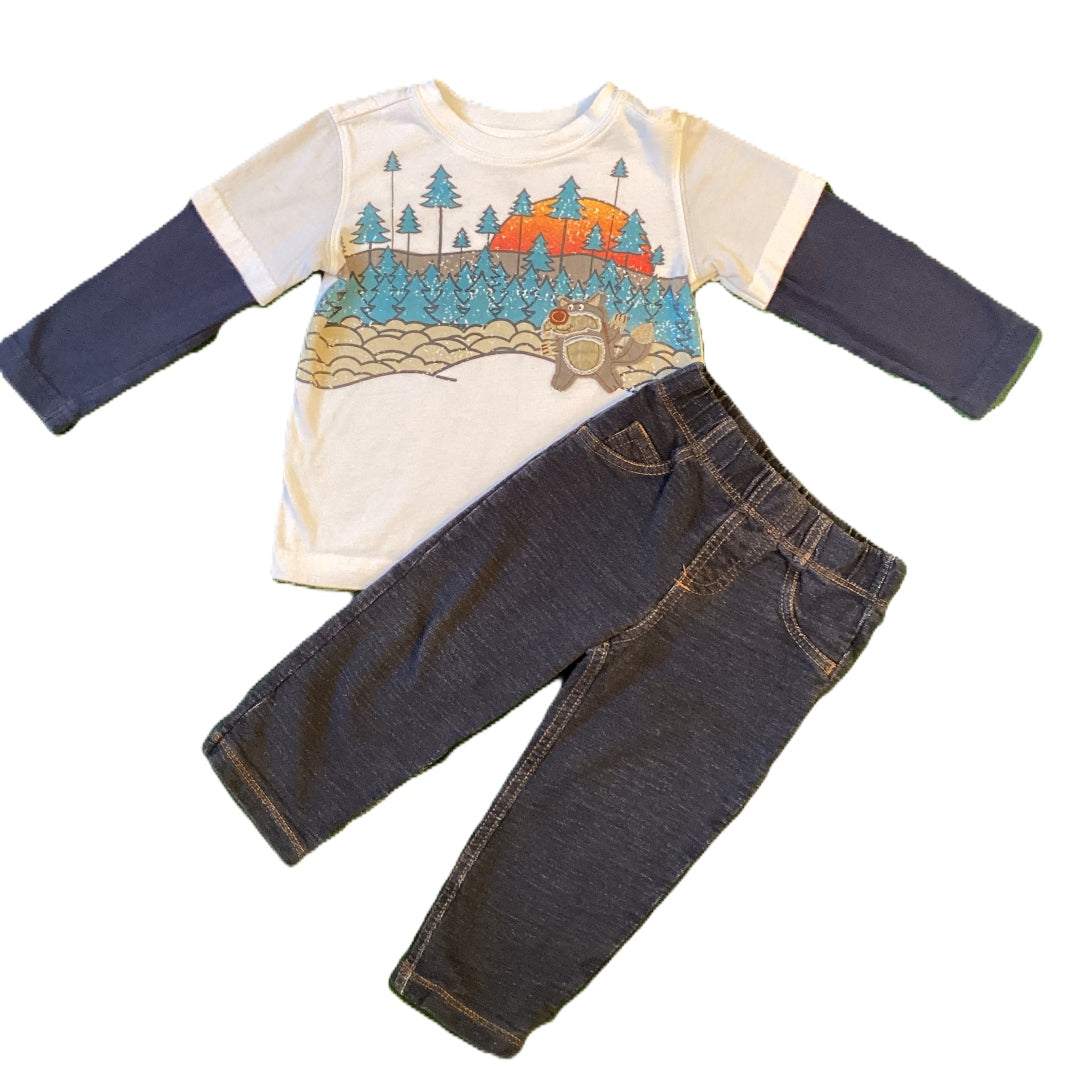 12-18 Boys Koala Baby Layered Long Sleeve w/Wood Scene and Bear, Carter's Jeggings