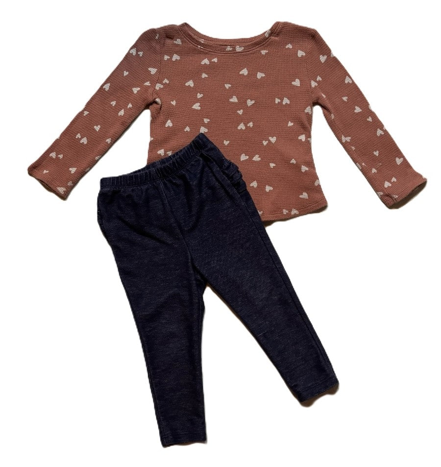 18-24 Girls Old Navy Hearts Waffle Shirt, Ruffled Jeggings