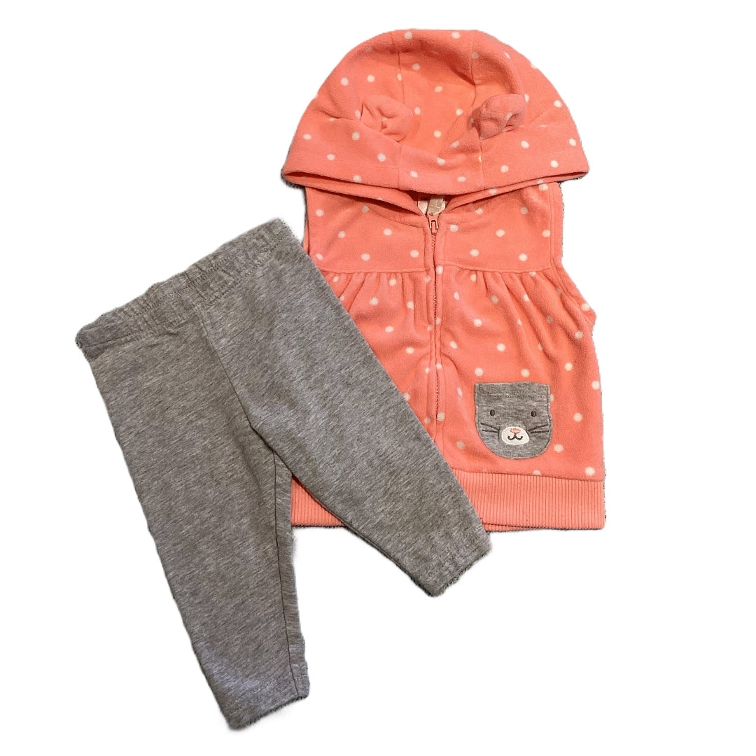 3-6 Girls Carter's Peach Fleece Vest, Carter's Leggings