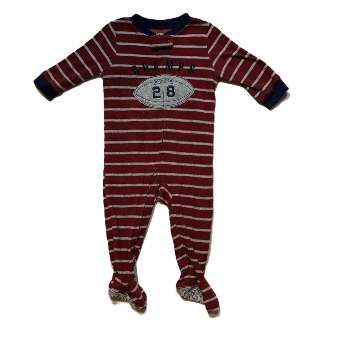 9-12 Boys Carter's Dark Red Champs Fleece Sleeper