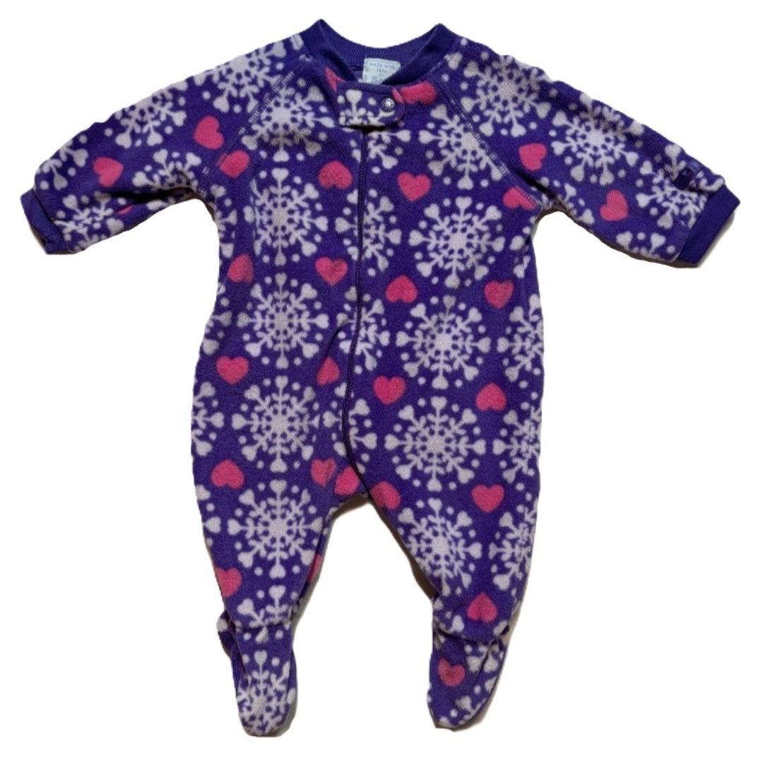 0-3 Girls Made With Love By Place Purple Snowflake Fleece Sleeper