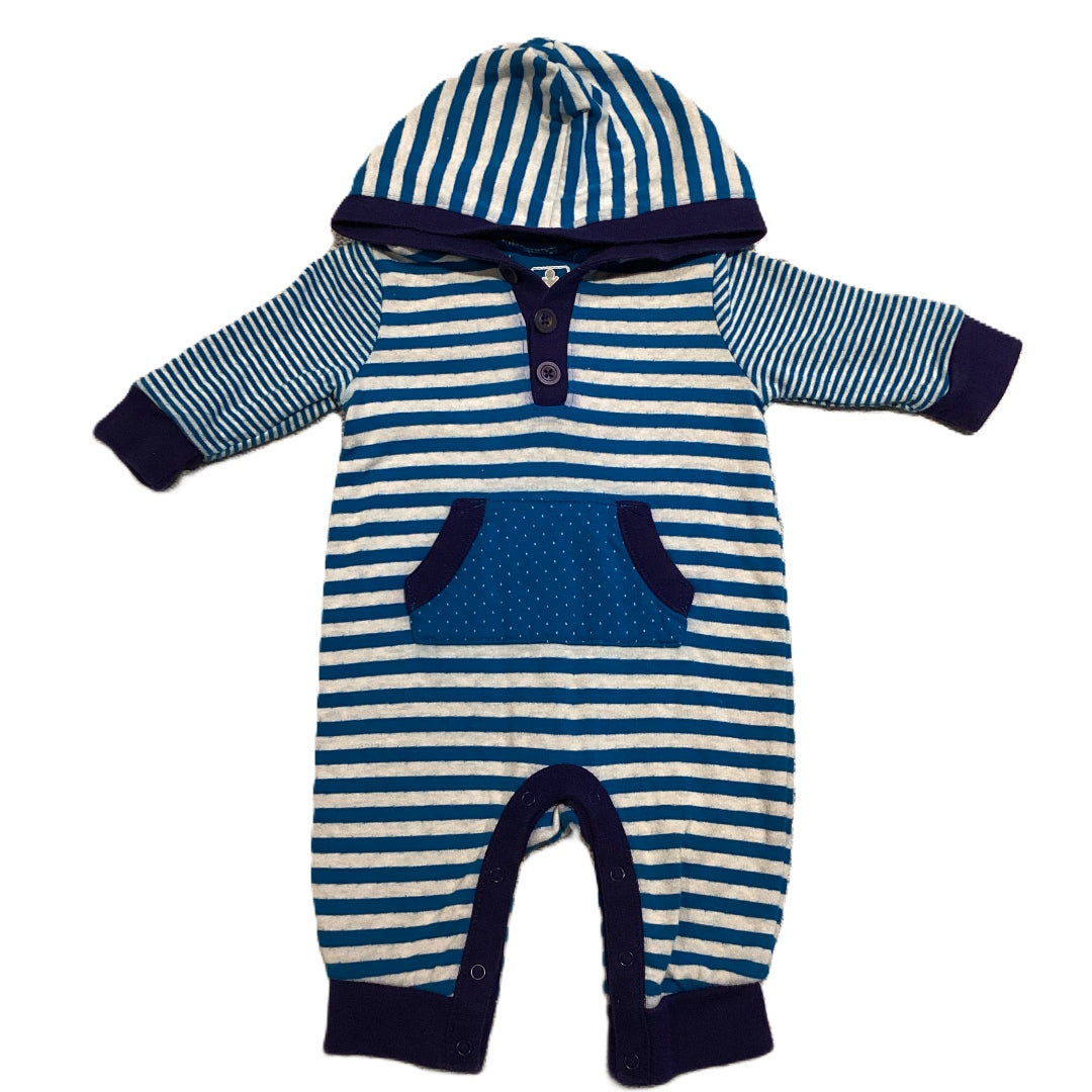 0-3 Boys Old Navy Hooded Blue Striped One Piece Outfit