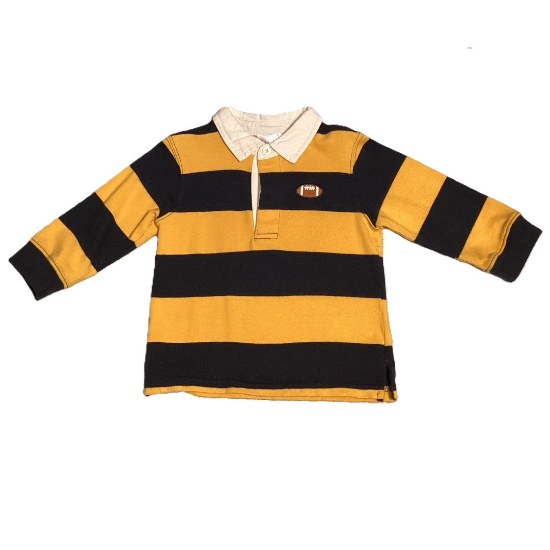 18-24 Boys Gymboree Striped Yellow and Black Rugby Long Sleeve Shirt