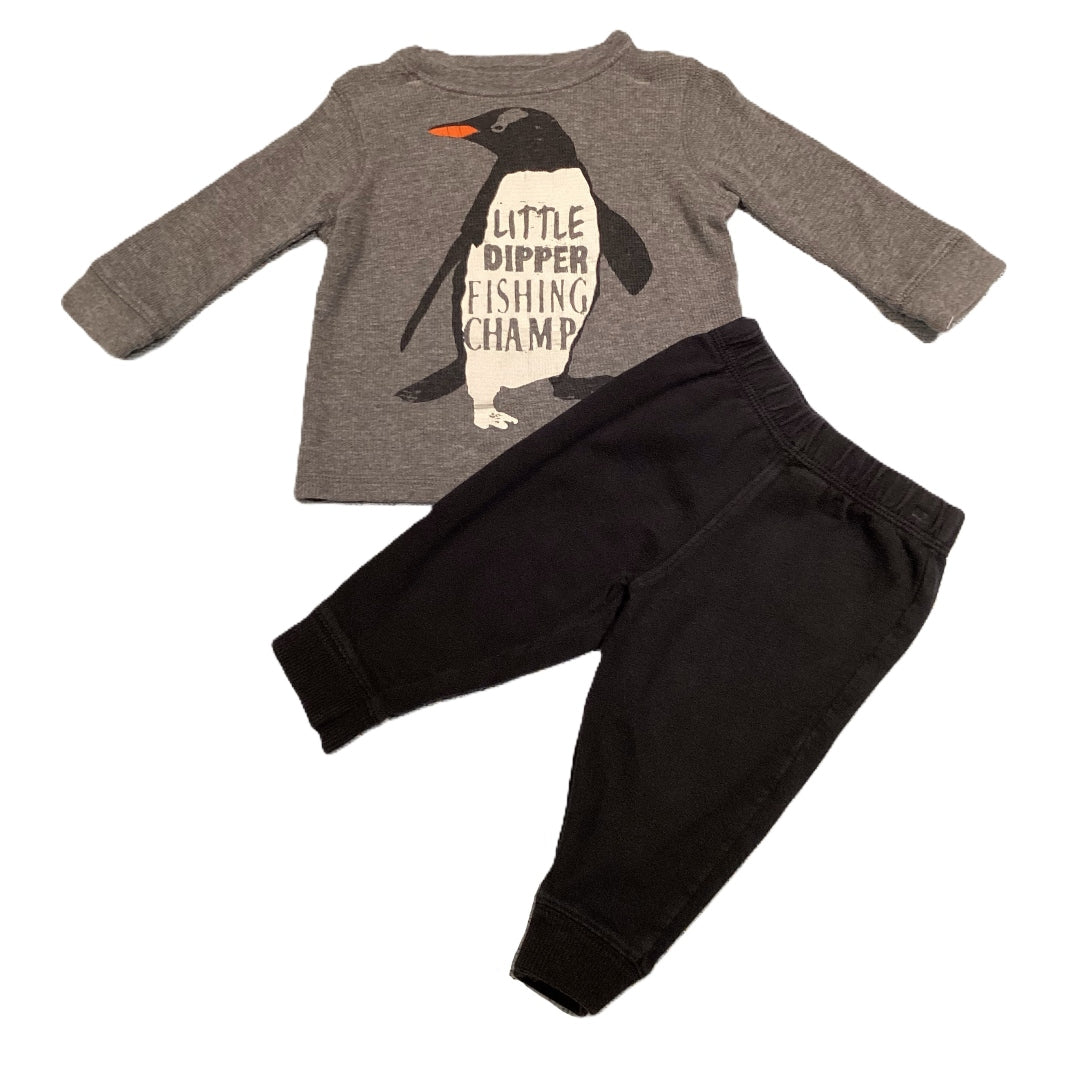6-9 Boys Carter's Gray Waffle Little Dipper Fishing Camp Long Sleeve Shirt, Carter's Sweatpants
