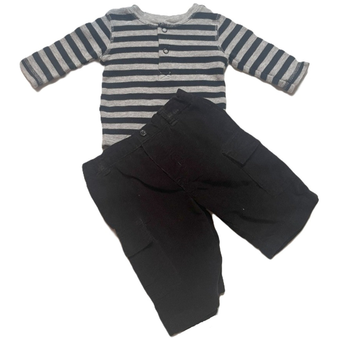 0-3 Boys Carter's Striped Henley, Gerber Corduroy Cargo Pants