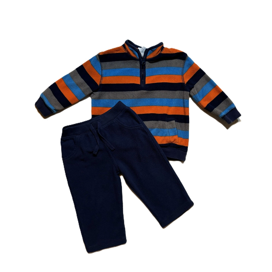 12-18 Boys Circo Striped Quarter Zip Sweatshirt, Old Navy Blue Fleece Pants