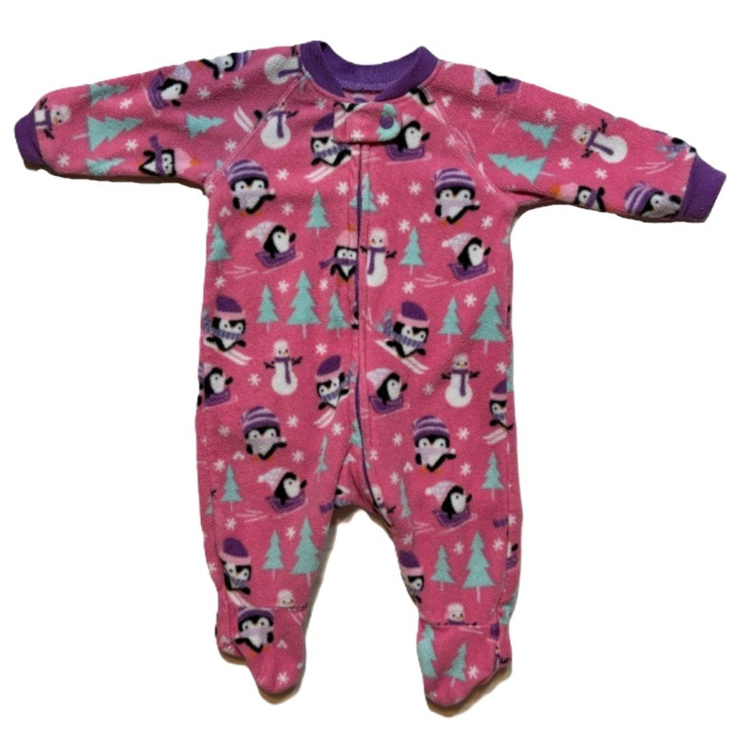 0-3 Girls The Children's Place Penguin Fleece Sleeper