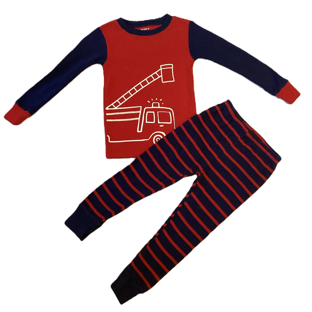 18-24 Boys Carter's 2 Piece Red & Blue Construction Pajamas
