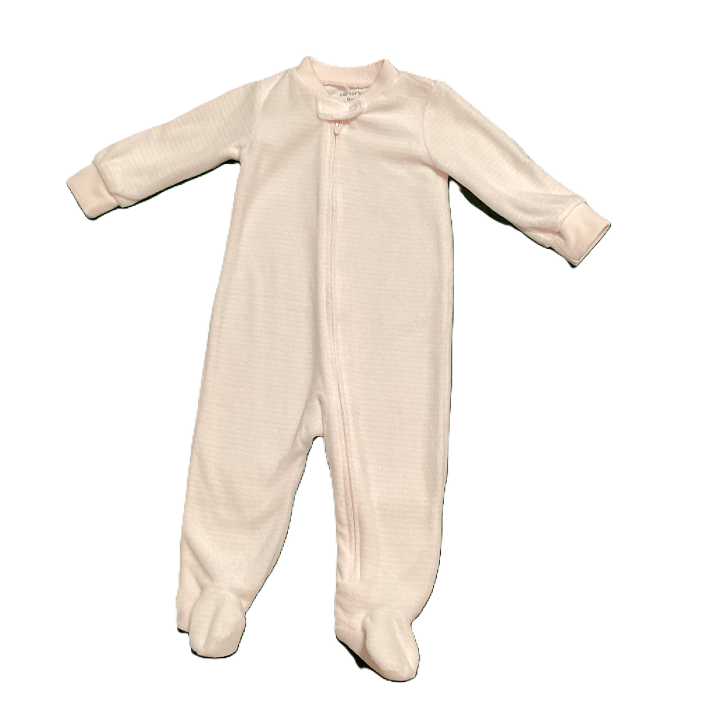 6-9 Girls Carter's Baby Pink Stripe Velour Sleeper
