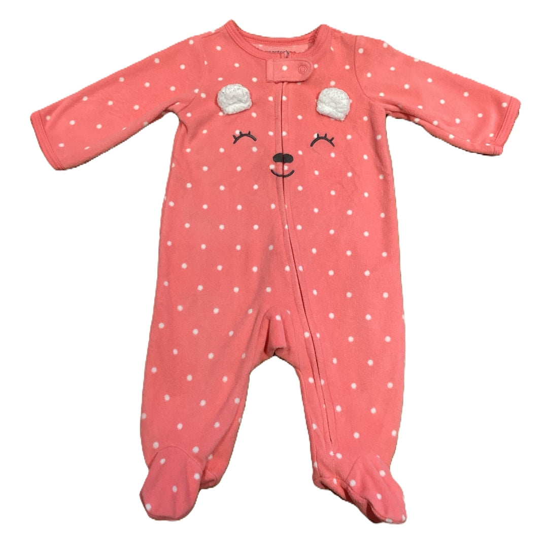 0-3 Girls Carter's Bear Face Fleece Sleeper