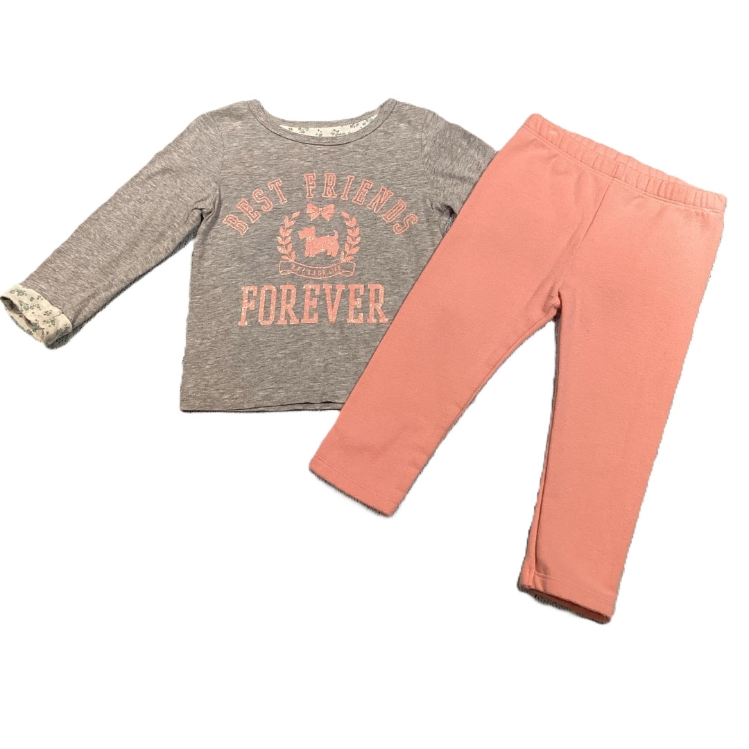 12-18 Girls Carter's Gray/Dusty Pink BFF, Jumping Beans Fleece Leggings