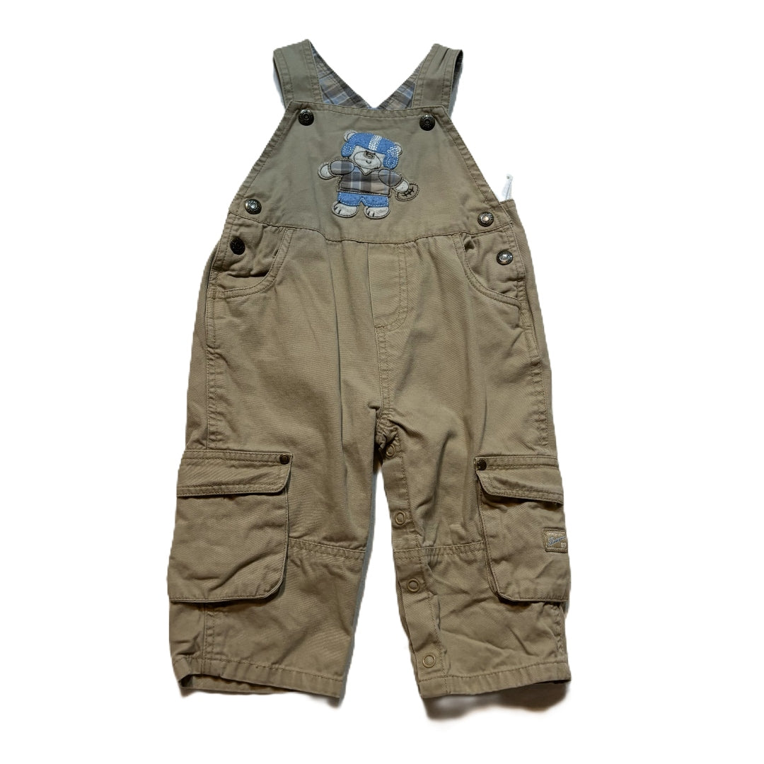 9-12 Boys The Children's Place Khaki Overalls w/Teddy Bear