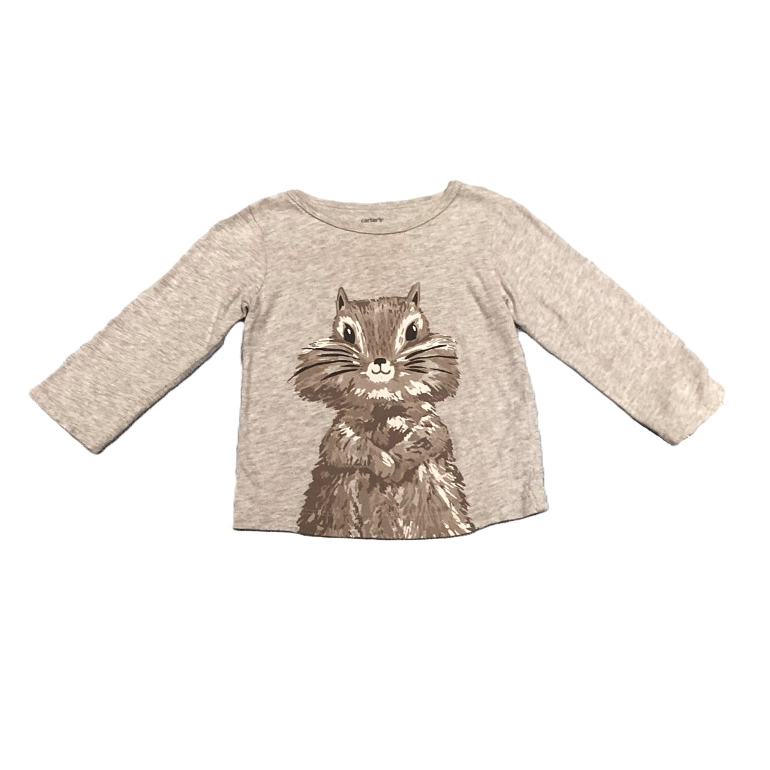 12-18 Boys Carter's Gray Long Sleeve Shirt w/Squirrel