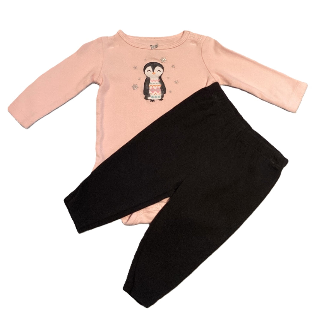 3-6 Girls Carter's Long Sleeve Onesie w/Penguin, Carter's Leggings
