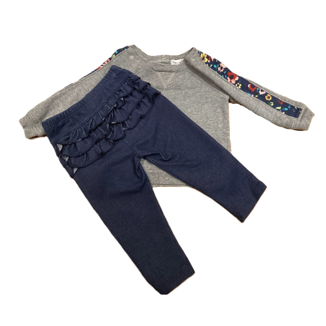 12-18 Girls Splendid "Worn Look" Floral Panel Sweatshirt, Garanimals Ruffle Bottom Jeggins