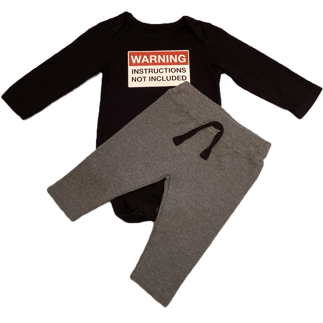 3-6 Boys The Children's Place WARNING Long Sleeve Onesie, HB Pants