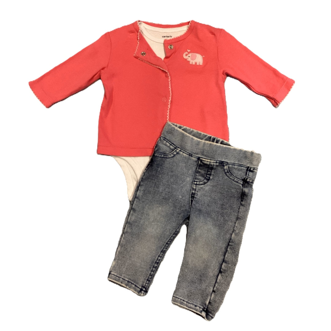 0-3 Girls Carter's Short Sleeve Onesie, Carter's Snap Front Jacket, H&M Leggings