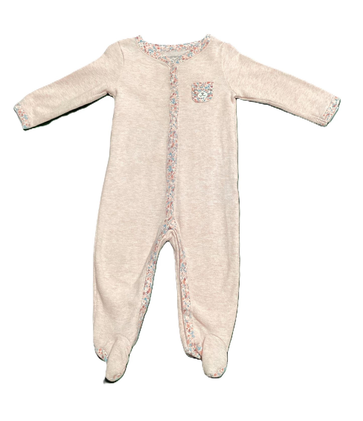 6-9 Girls Carter's Waffle Floral Hem Sleeper