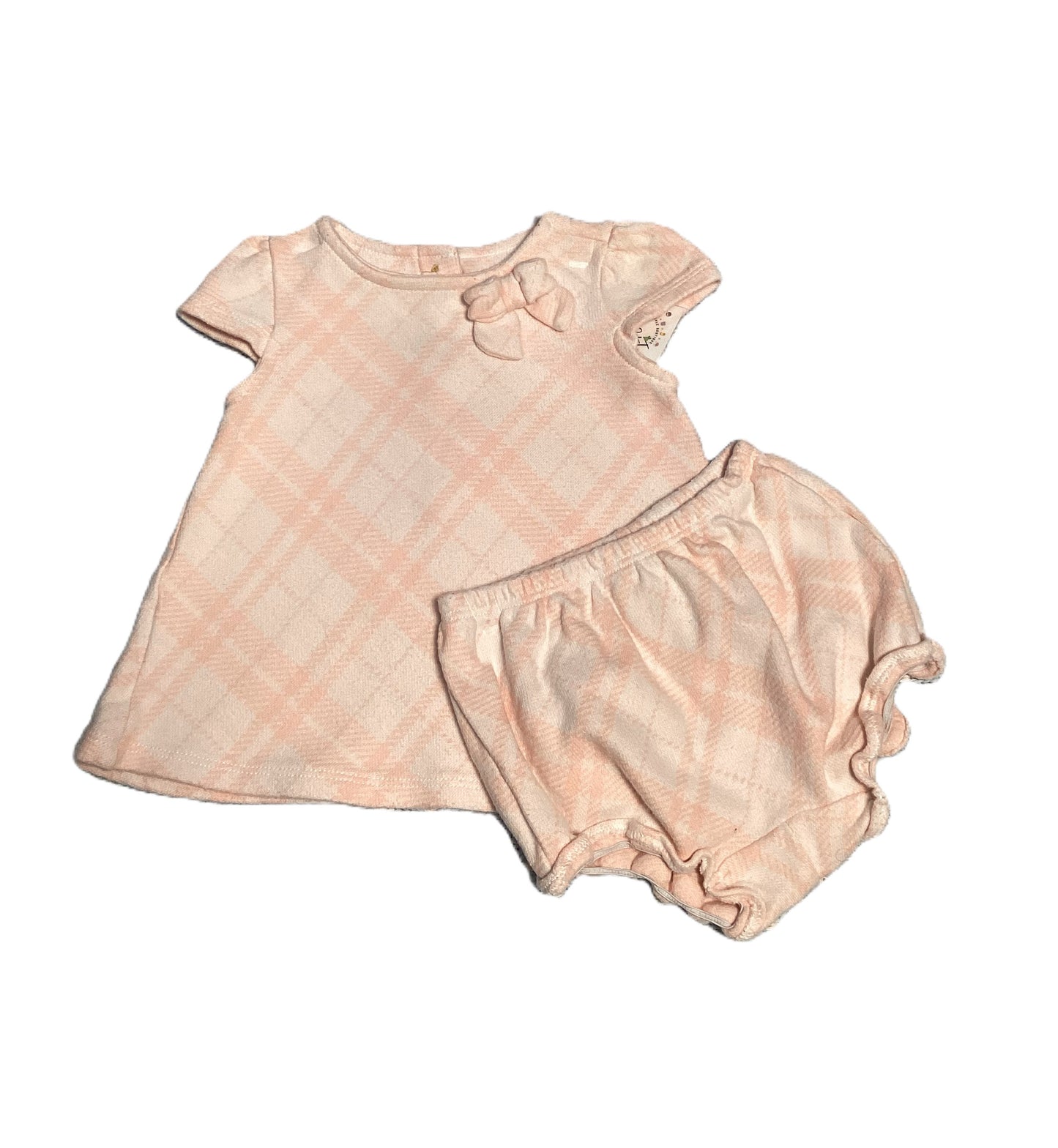 0-3 Girls Janie & Jack Pink/White Plaid Dress w/Bloomers