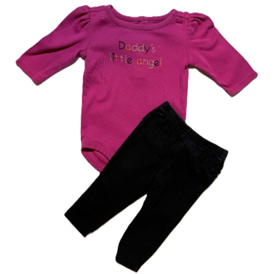 0-3 Girls Gymboree Daddy's Little Angel Onesie, Jumping Beans Ruffled Leggings