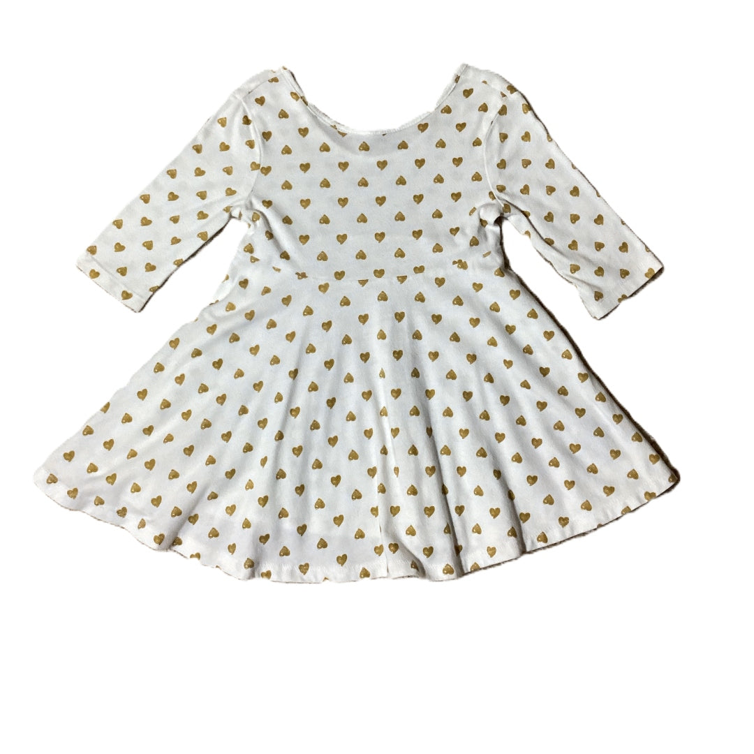 2T Girls Old Navy Off White Dress w/Gold Hearts