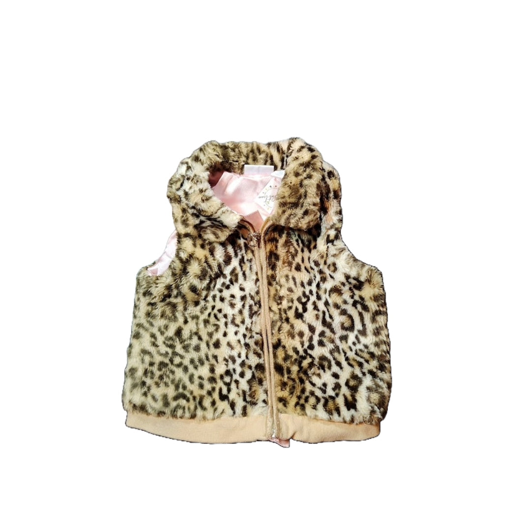 18-24 Girls Green Dog Animal Print Fur Vest