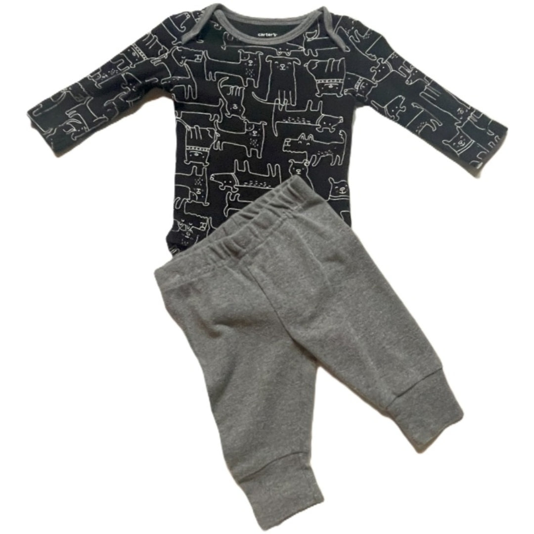 0-3 Boys Carter's Long Sleeve Dog Onesie, Just One You Leggings