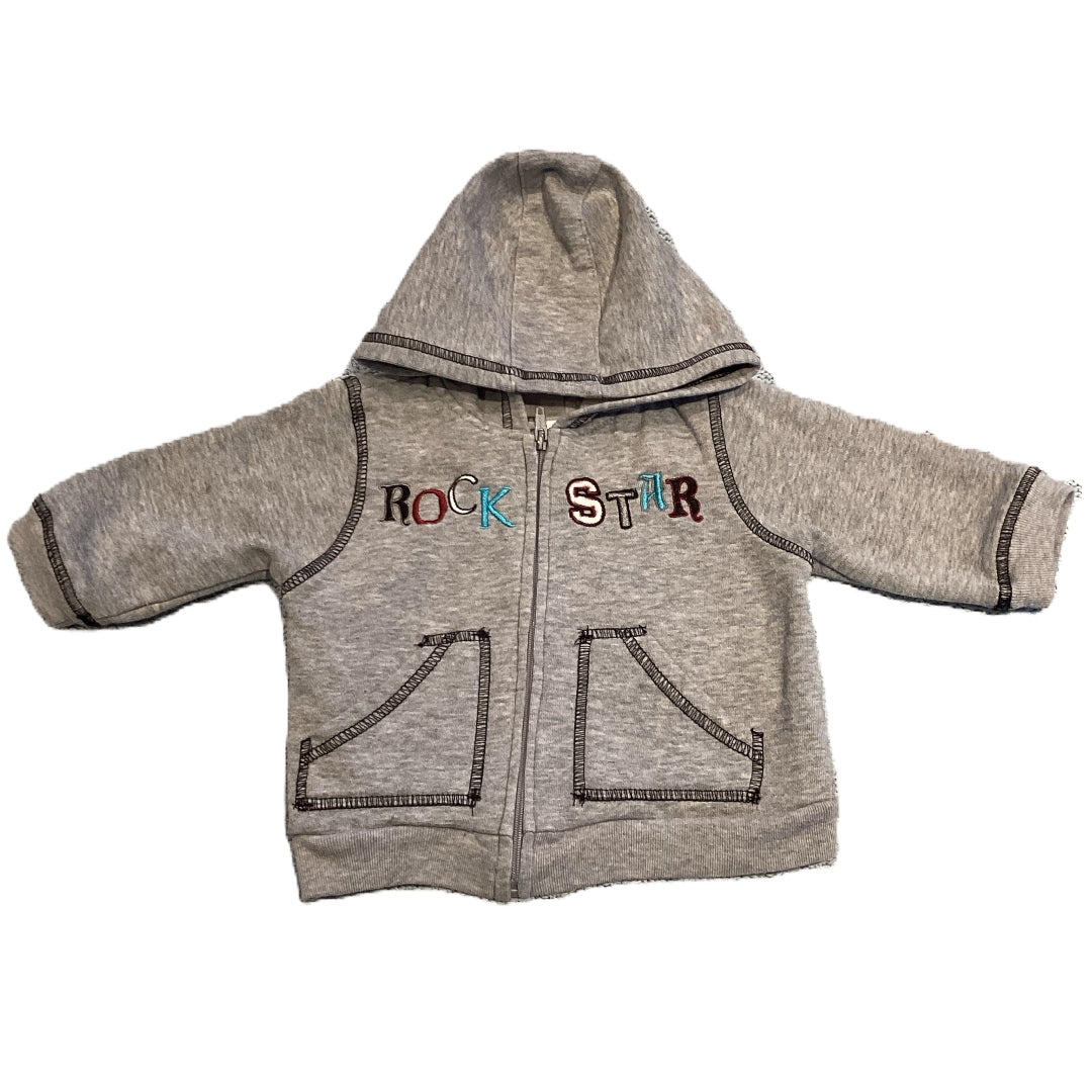 3-6 Boys Babyworks Gray Rock Star Hooded Zip-Up Sweatshirt