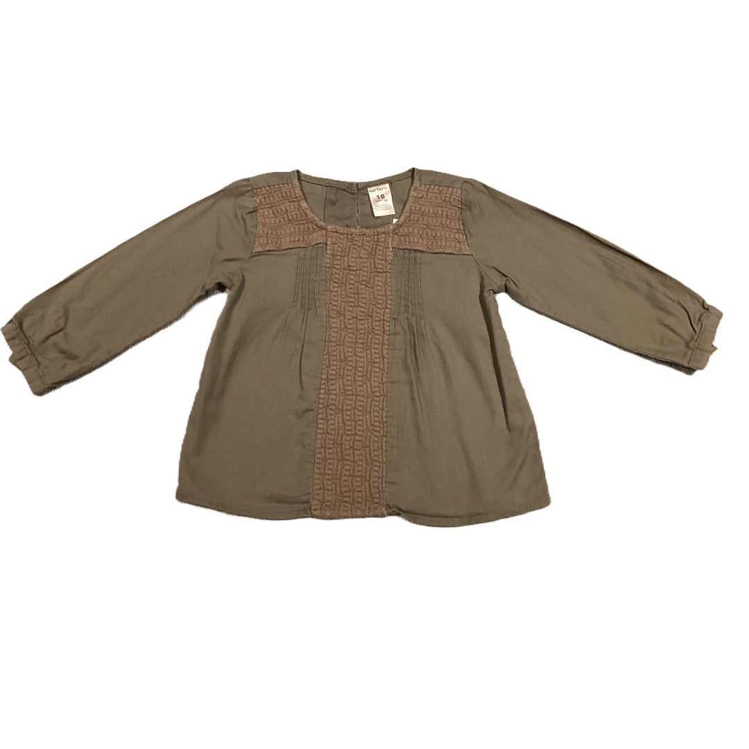 12-18 Girls Carter's Dark Sage Embroidered Front Shirt