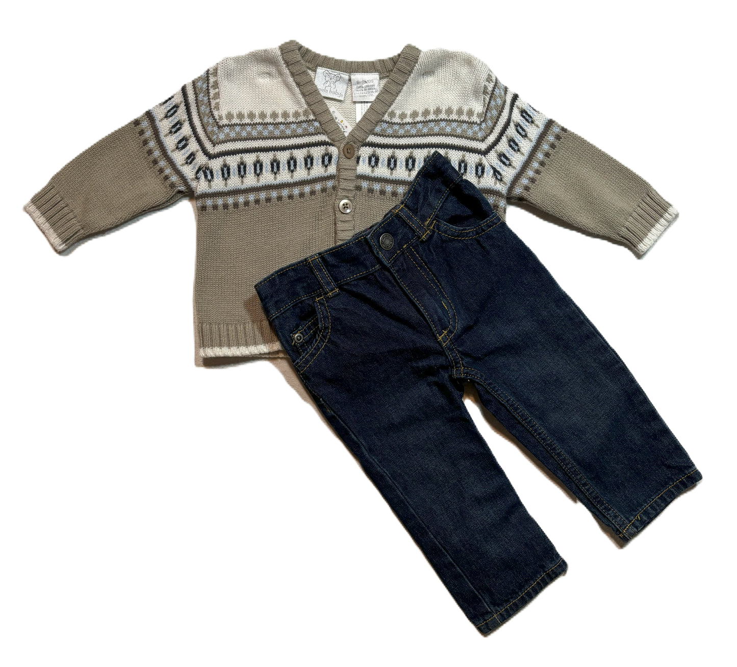 6-9 Boys Koala Baby Beige Cardigan, Carter's Jeans