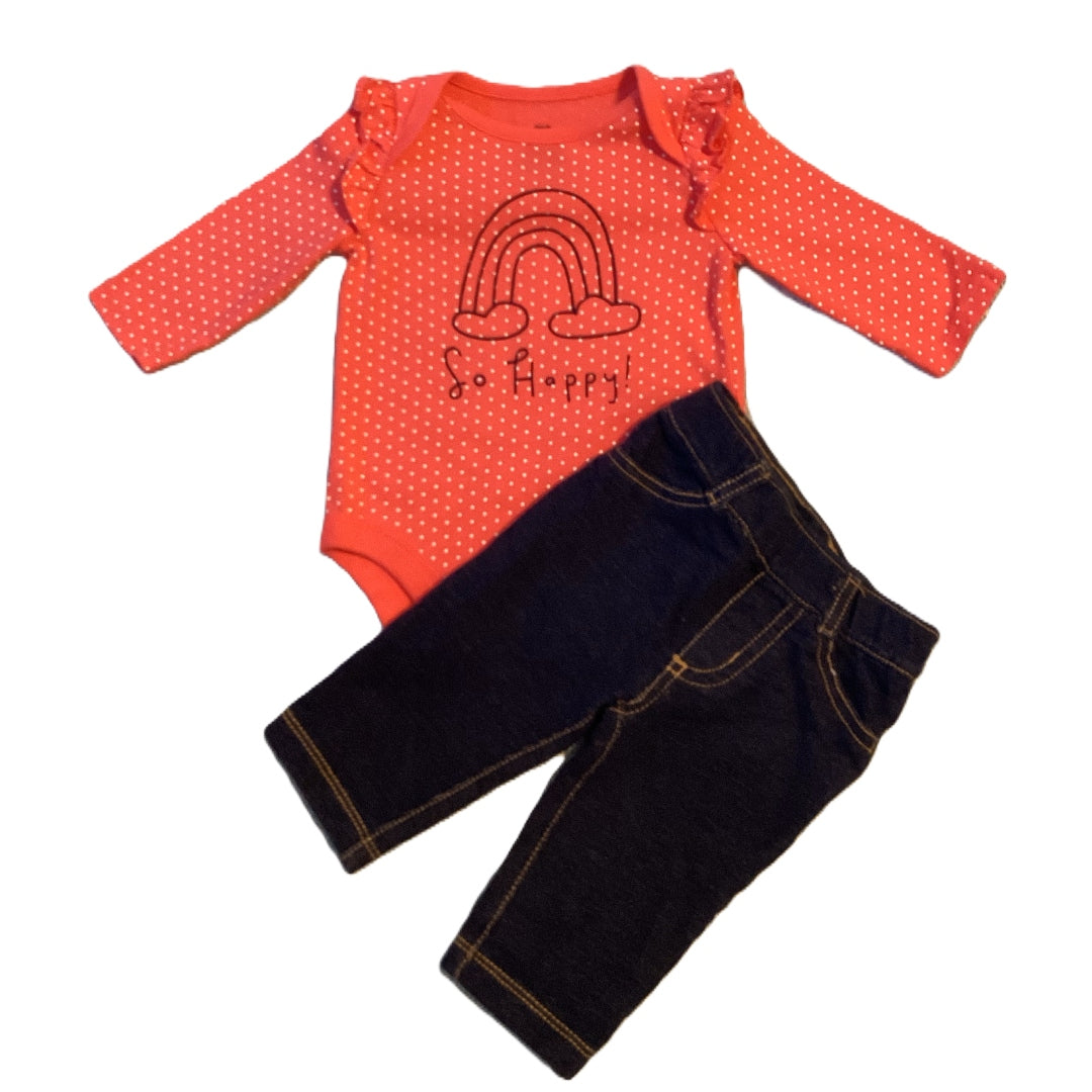 0-3 Girls Baby Gap So Happy Onesie, Carter's Jeans
