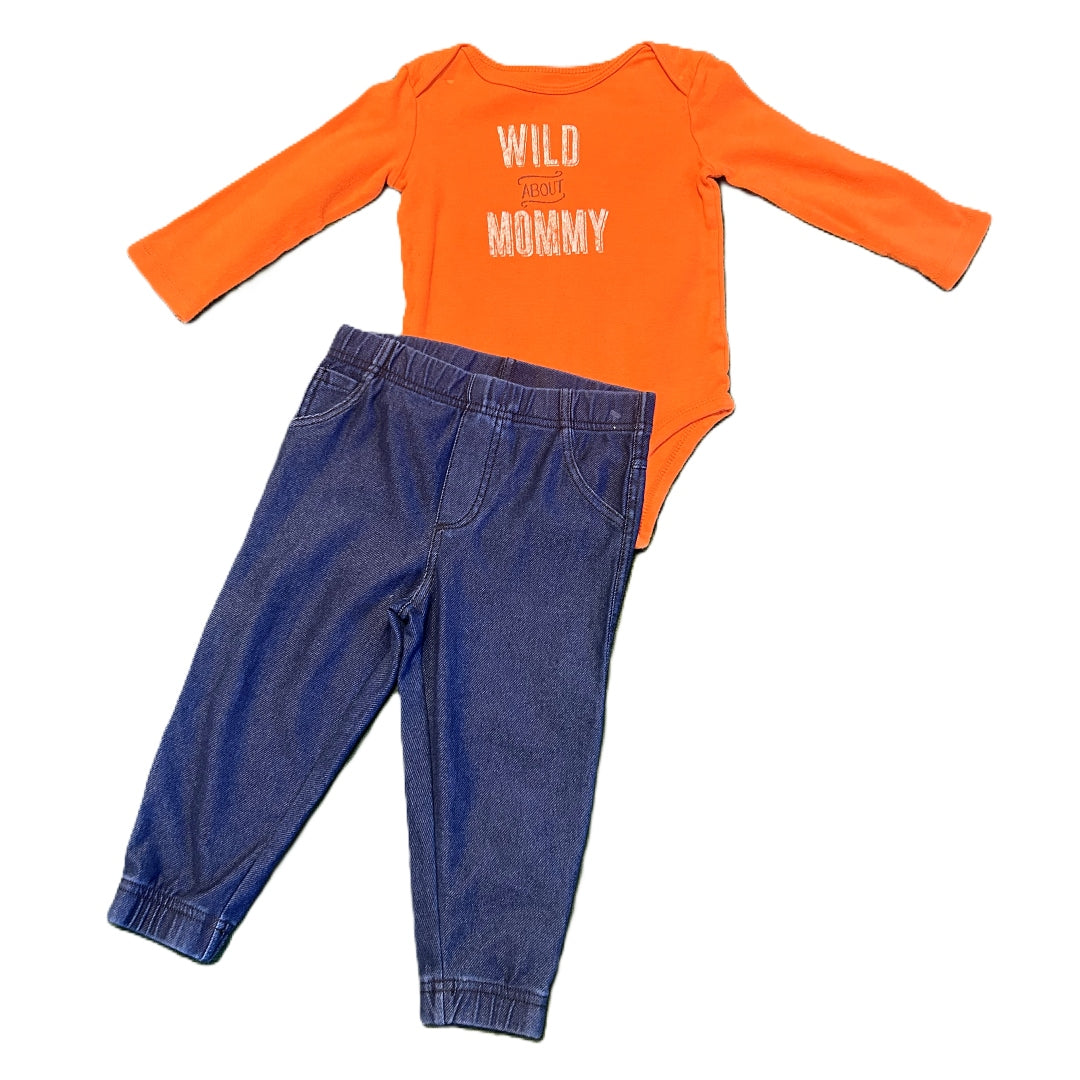 18-24 Boys Carter's Orange Wild About Mommy Long Sleeve Onesie, First Impressions Jeggings