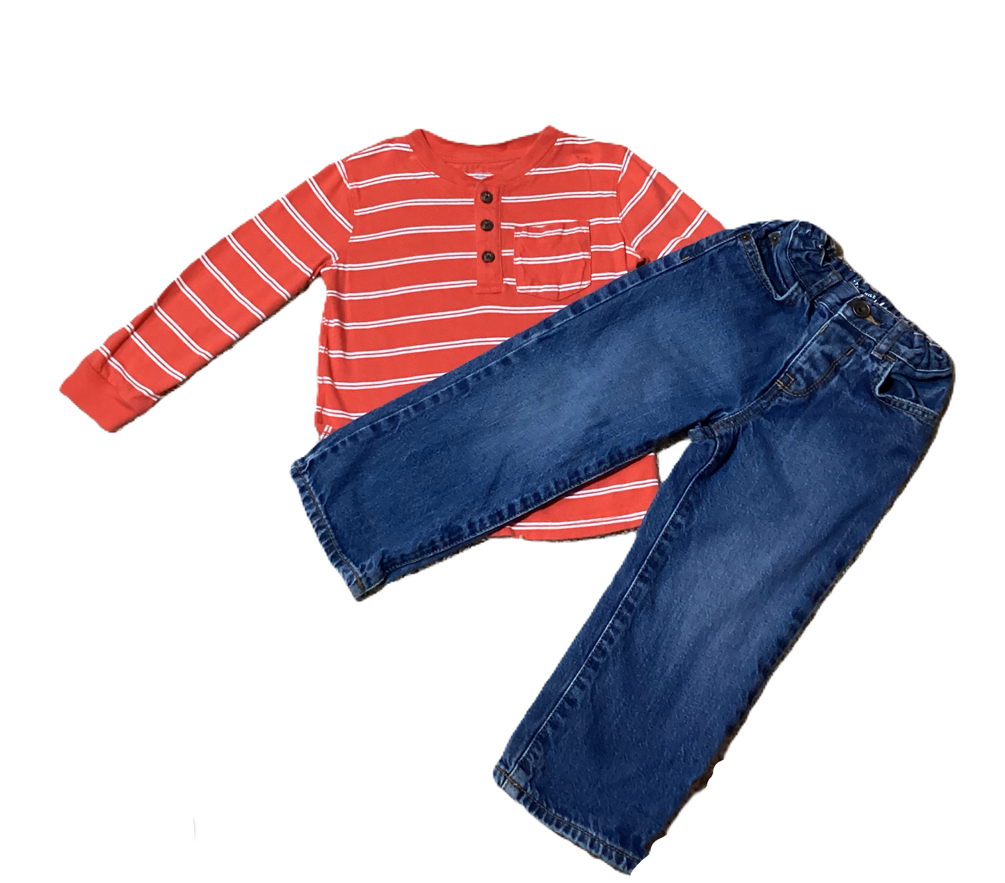 3T Boys Carter's Red/White Stripe Henley Shirt, The Children's Place Jeans