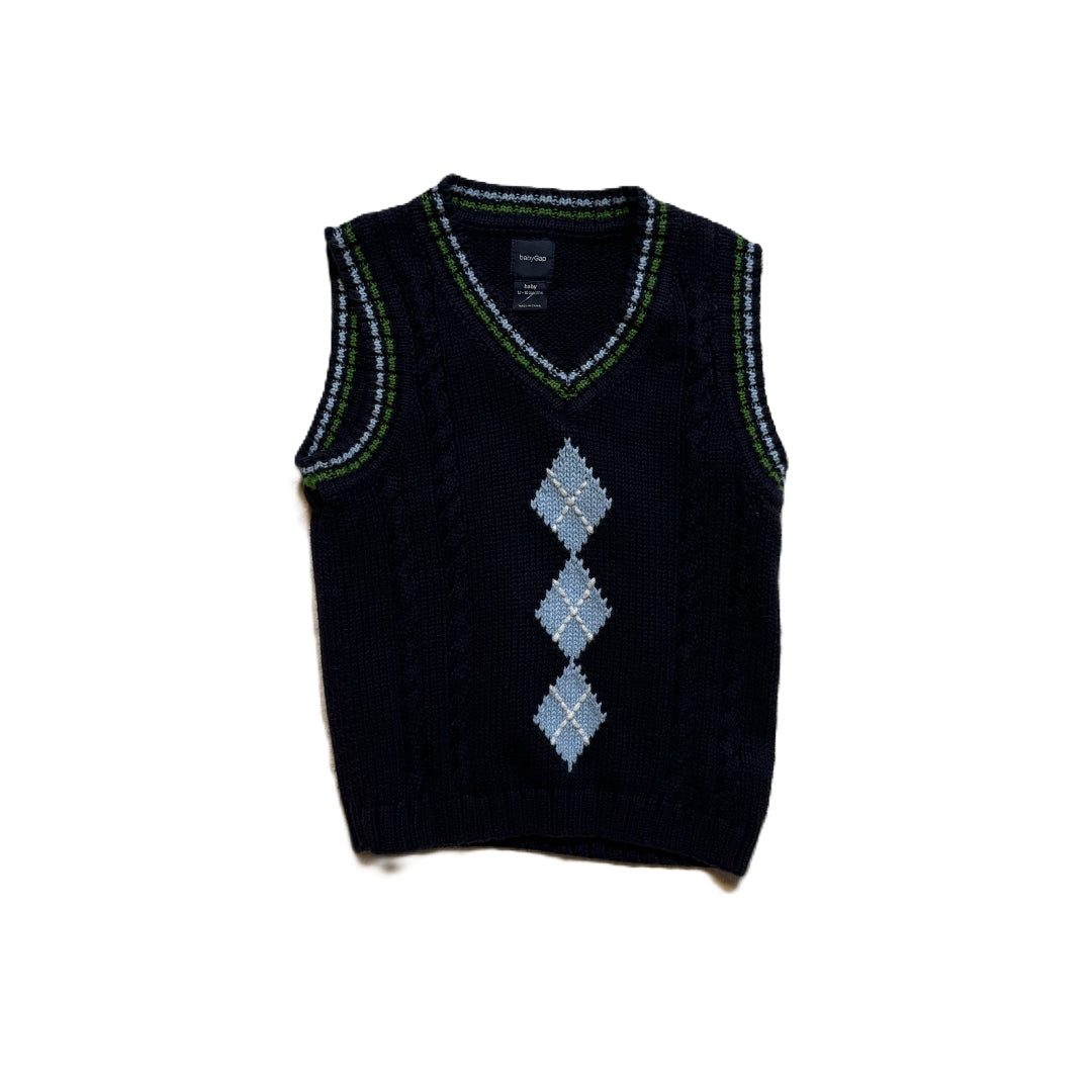 12-18 Boys Baby Gap Navy Blue Argyle Sweater Vest
