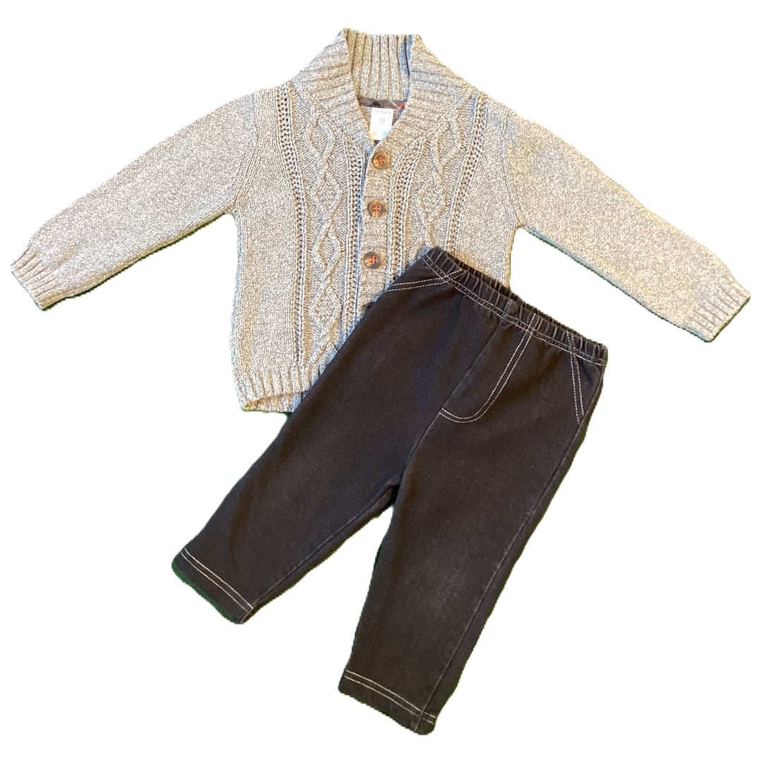 12-18 Boys Carter's Gray Cowl Neck Cardigan, Bon Bebe Black Pants
