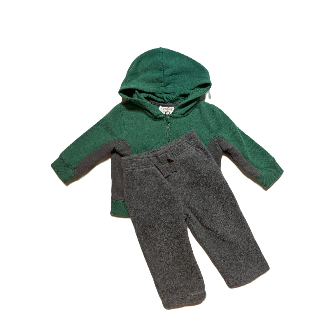 9-12 Boys Cat & Jack Gray/Green Zip Front Sweatshirt, Garanimals Fleece Sweatpants