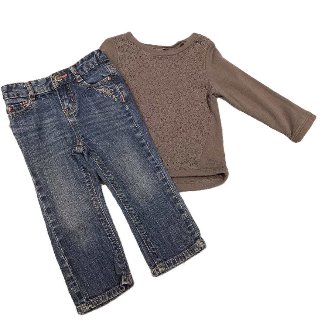 18-24 Girls Lace Front Sweatshirt, Oshkosh Jeans