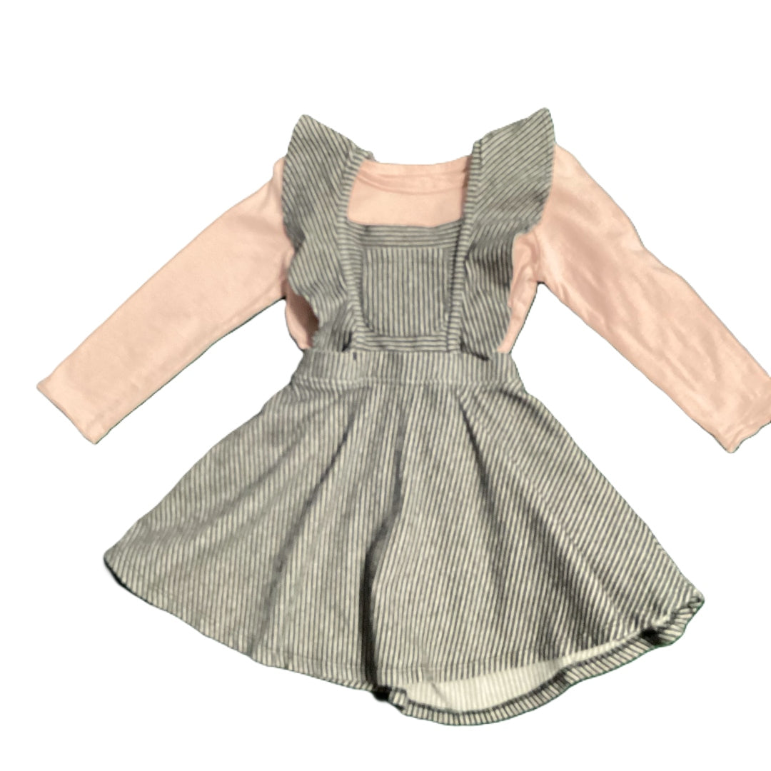 3T Girls Art Class Dusty Pink Long Sleeve/Black Denim Striped Jumper