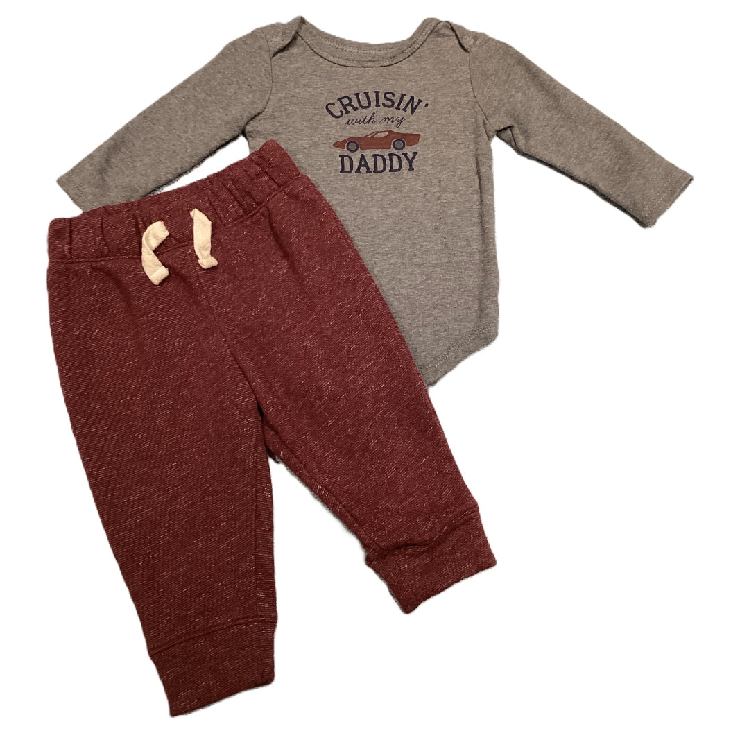 6-9 Boys HB Gray Cruisin With My Daddy Long Sleeve Onesie, The Children's Place Sweatpants