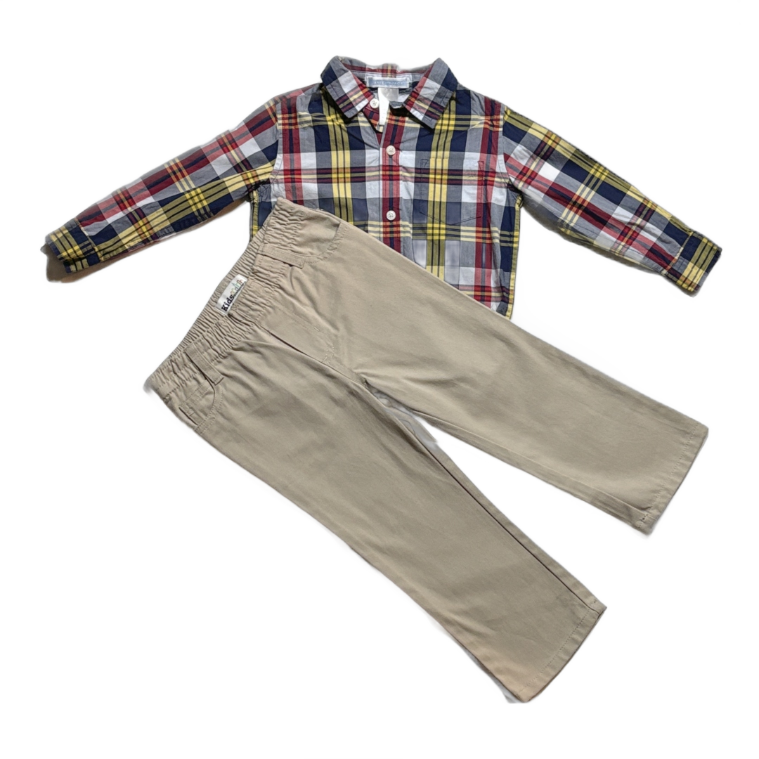 18-24 Boys Janie & Jack Long Sleeve Plaid Shirt, Kids Headquarters Pants