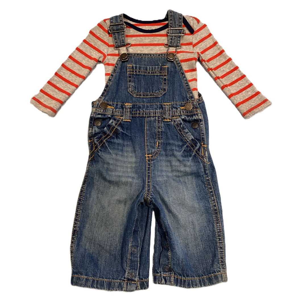 3-6 Boys Child of Mine Long Sleeve Onesie, Old Navy Denim Overalls