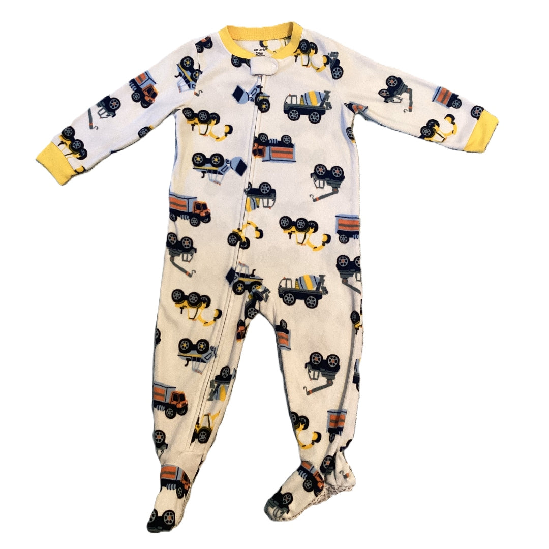18-24 Boys Carter's White Construction Vehicles Fleece Sleeper