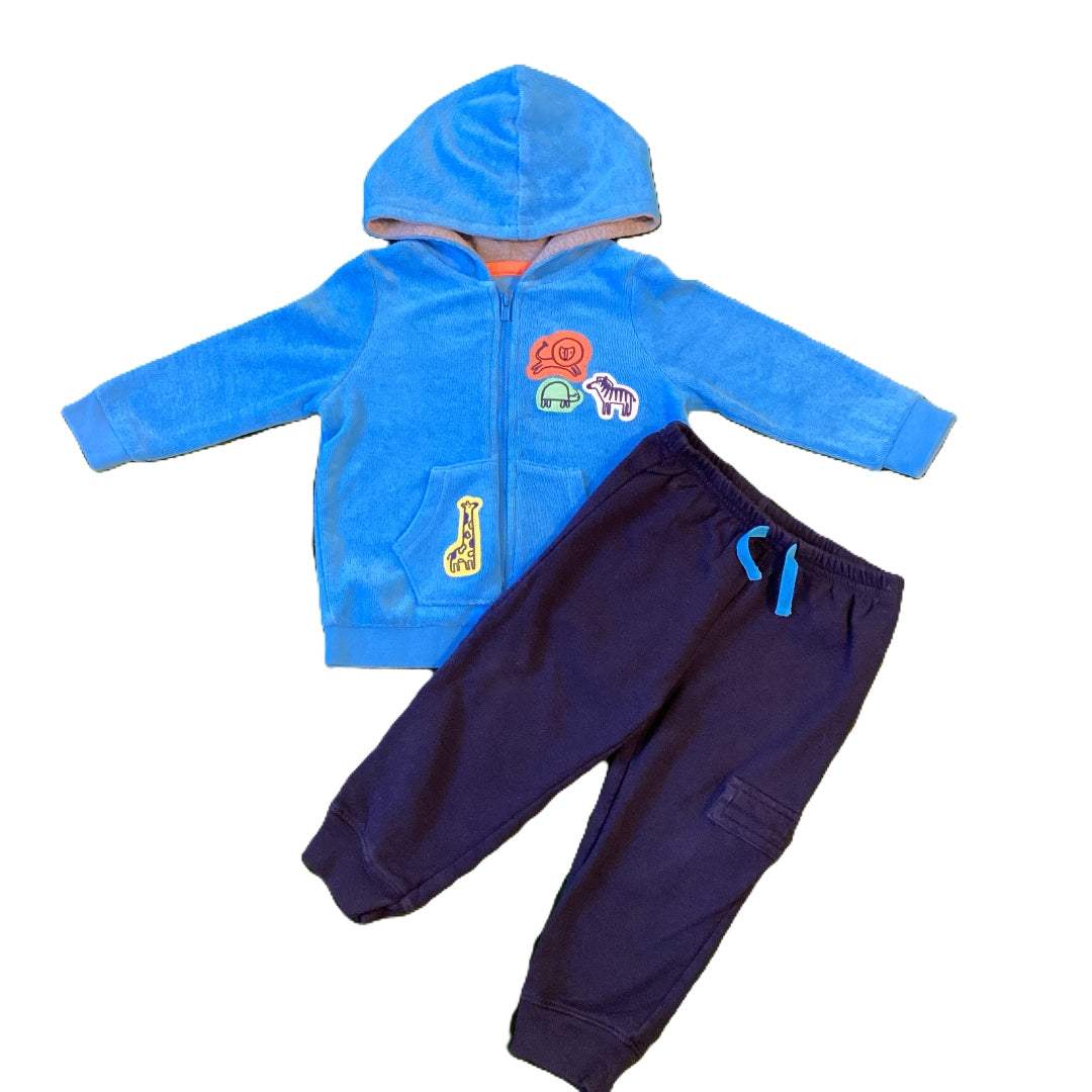 12-18 Boys Cat & Jack Blue Terry Cloth Front Zip Sweatshirt, Child of Mine Joggers