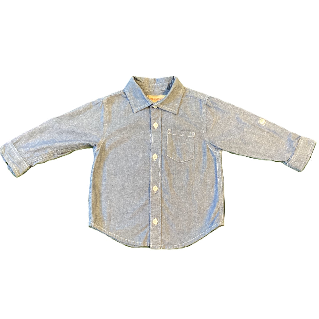12-18 Boys Kids Headquarters Denim Button Down Shirt