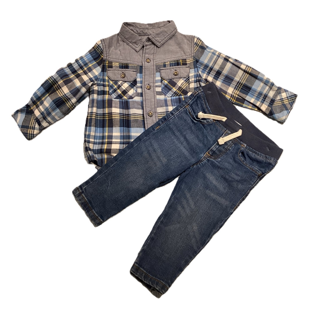 12-18 Boys Genuine Kids Chambray w/Plaid Button Down, Old Navy Jeans